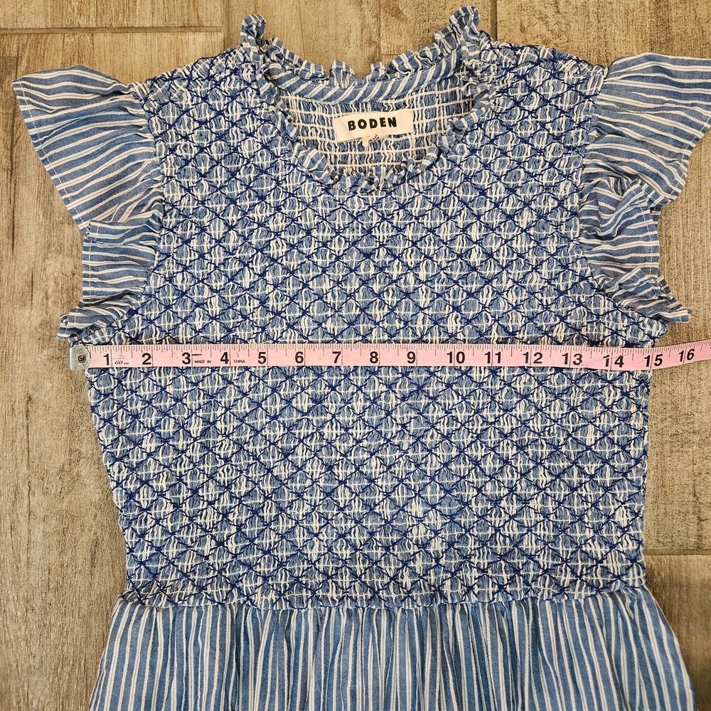 Boden Blue Smocked Stripe Midi Dress - Picture 5 of 11